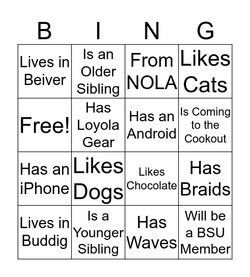 Untitled Bingo Card