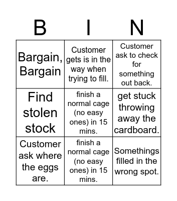 Coles bingo Card