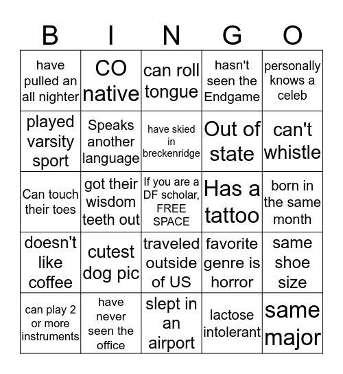 Boulder Bingo Card