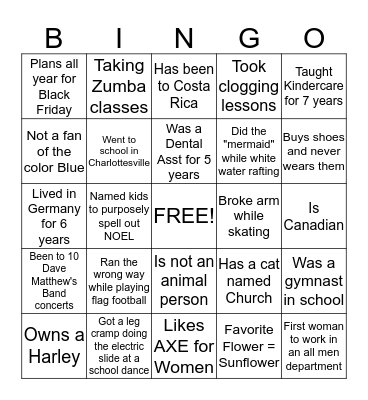 Potluck BINGO Card