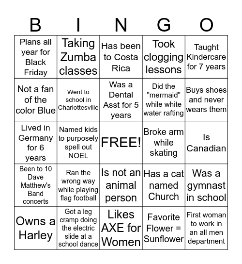 Potluck BINGO Card