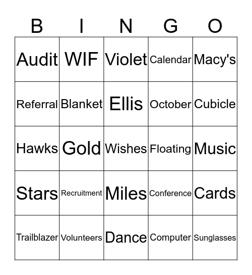 MAWGBA in September Bingo Card