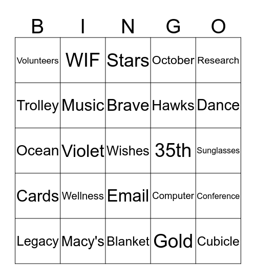 MAWGBA in September Bingo Card