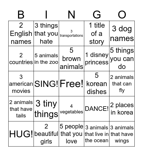 Untitled Bingo Card