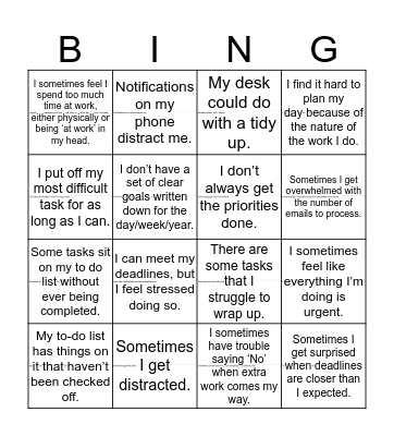 Office Life Bingo Card