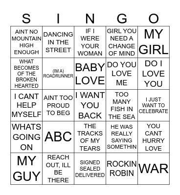 416 MOTOWN CLASSICS Bingo Card
