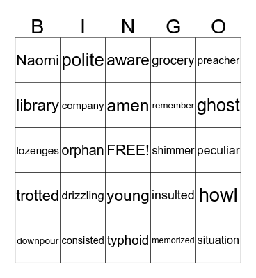 Winn-Dixie ABC Challenge Bingo Card