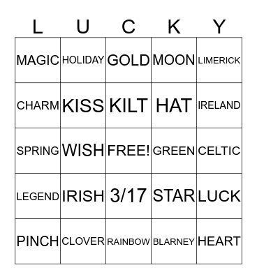 St. Patrick's Day ! Bingo Card