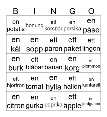 I en matbutik Bingo Card