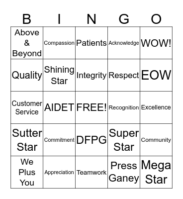 EOW BINGO Card