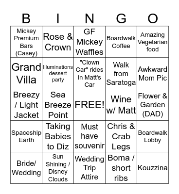 Parental Diz Texting Bingo Card