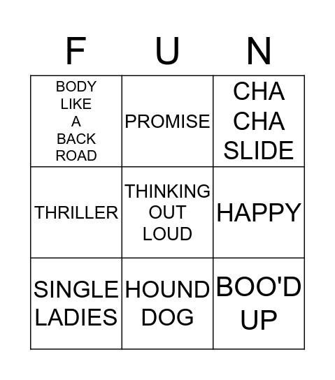 4 FUN Bingo Card