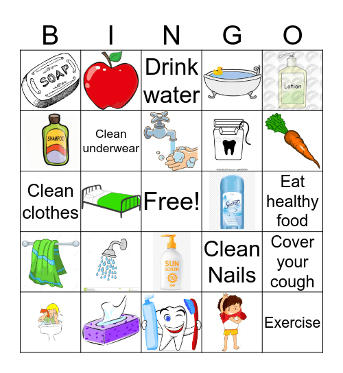 Personal Hygiene  Bingo Card