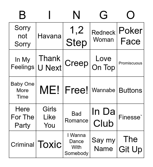 Girls Night Out Bingo Card