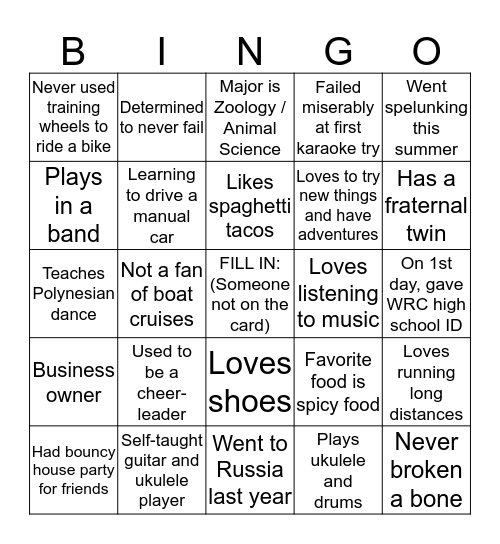 Meet the Class Bingo Card