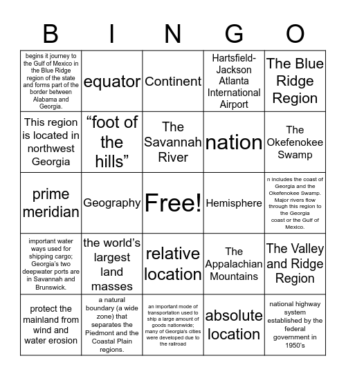Unit 1 Bingo  Bingo Card