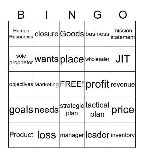 business Bingo Card