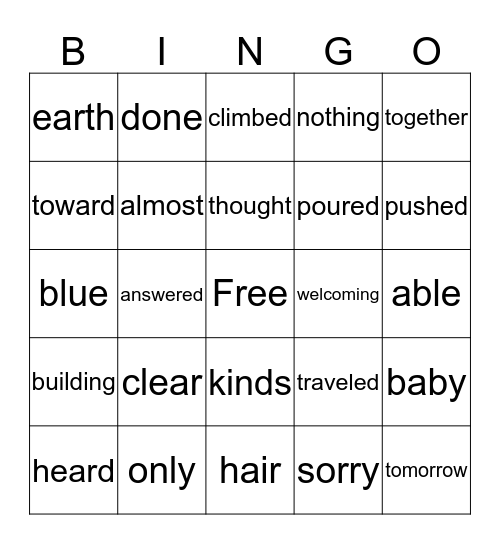 First Grade--Theme 6 Bingo Card