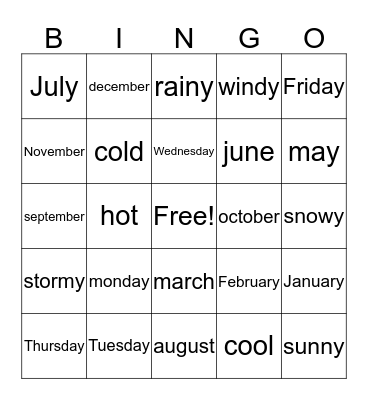 Spanish  Bingo Card