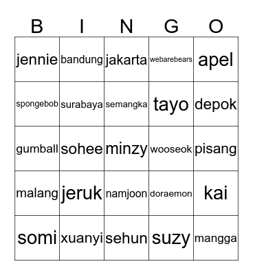 enniknouma table Bingo Card