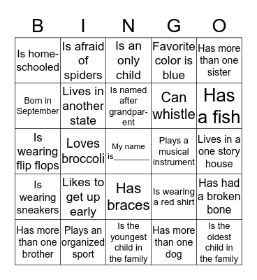 Champion Get to Know You Bingo Card