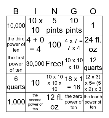 Chapter 1 Bingo Card