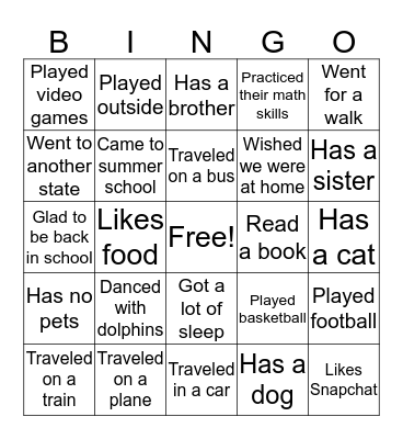Find Someone Who... Bingo Card