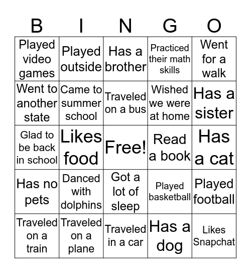 Find Someone Who... Bingo Card