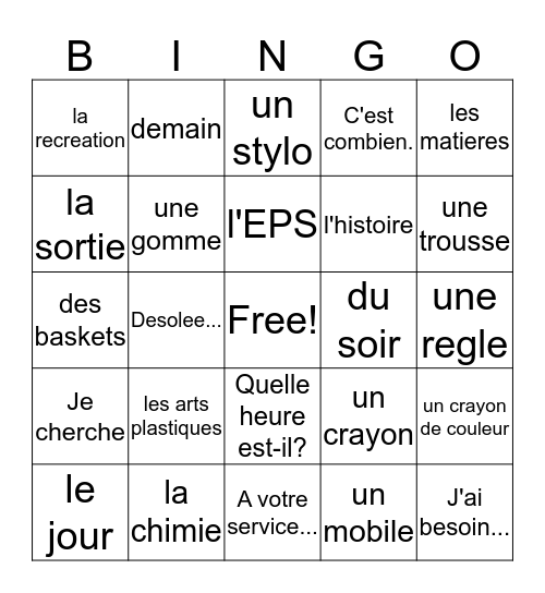 Revision - Chapitre 4 Bingo Card