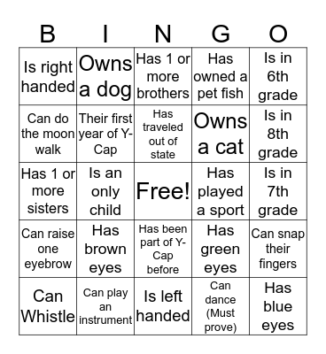 Icebreaker Bingo Card