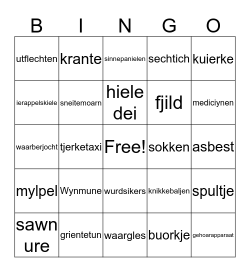 60 jaar getrouwd Bingo Card