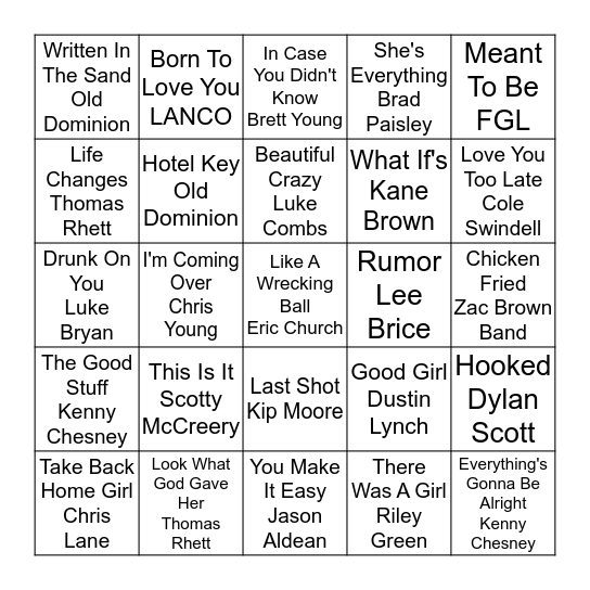 Cory's Bingo Card Bingo Card