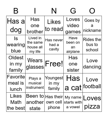 Ice Breaker Bingo Card