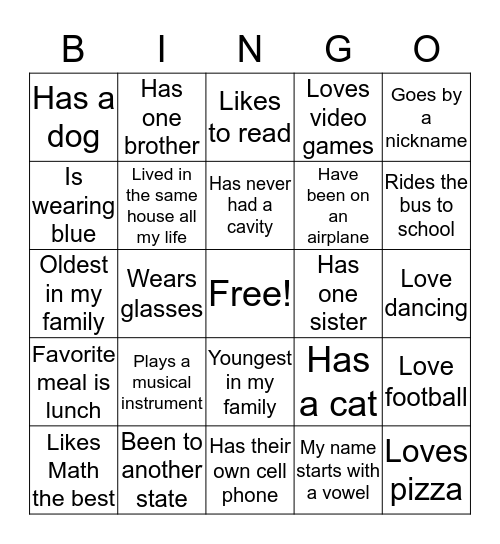 Ice Breaker Bingo Card