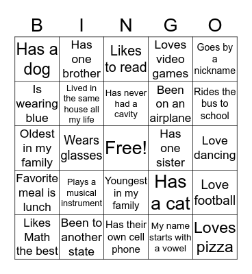 Ice Breaker Bingo Card