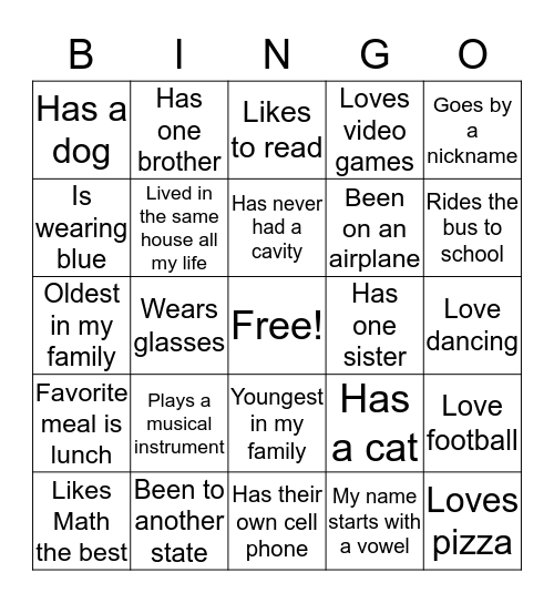 Ice Breaker Bingo Card