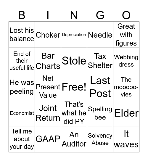 SOX Bingo Card