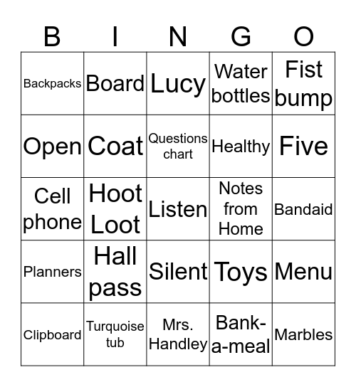 5th Grade Need-to-knows Bingo Card