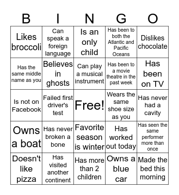 HCSV Get to Know You Bingo Card