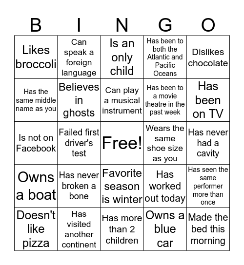 HCSV Get to Know You Bingo Card