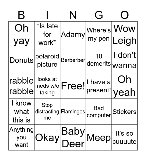 Leigh Bingo Card