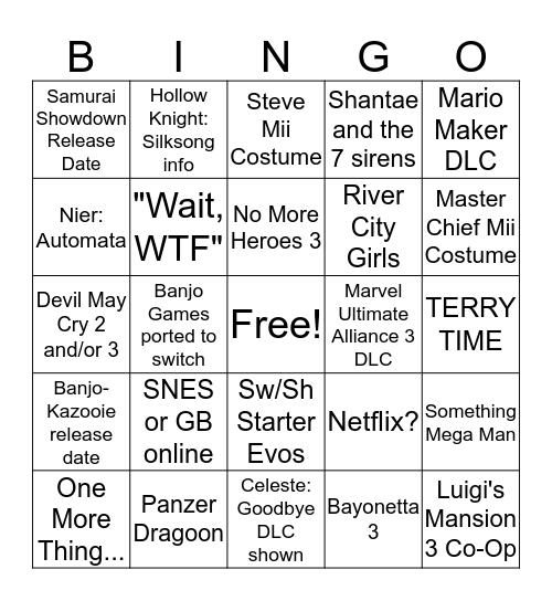 9/4 Direct Bingo Card