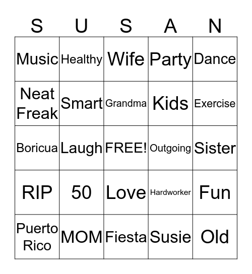 You're Over the Hill!  Bingo Card