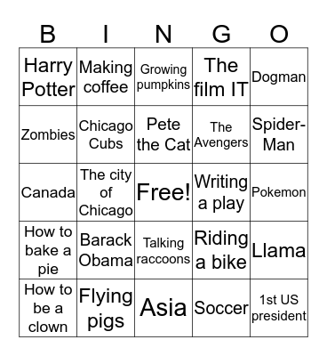 Fiction vs Nonfiction Bingo Card