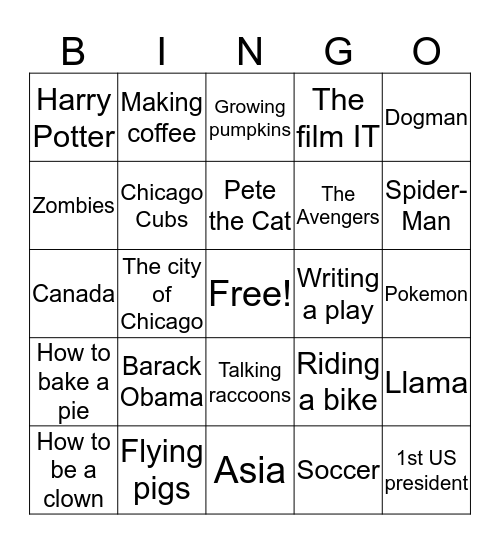 Fiction vs Nonfiction Bingo Card