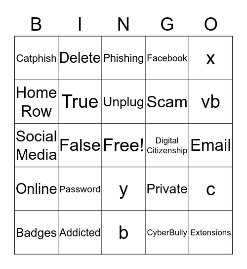 Digital Citizenship  Bingo Card