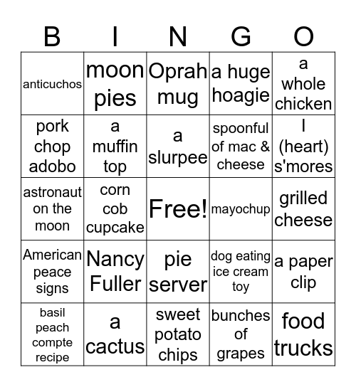Food Network Magazine Bingo Card