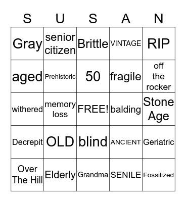 OLD-Aged BINGO Card