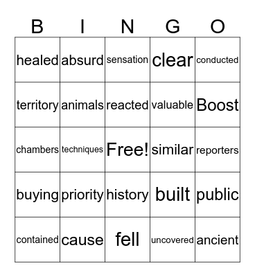 Synonyms Bingo Card