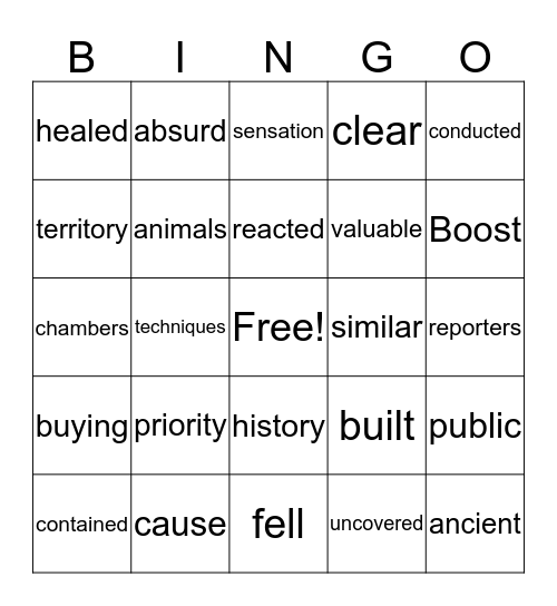 Synonyms Bingo Card